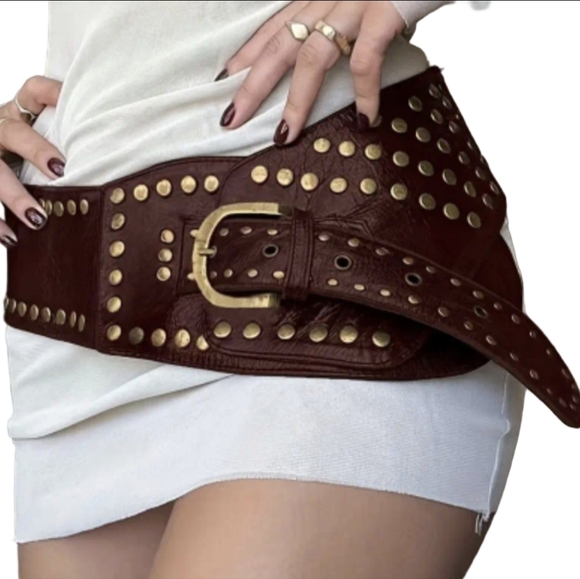unbranded Accessories - Belt Chuncky Wide Belts  M L Studded Vintage Rocker Retro Style Buckle Belt